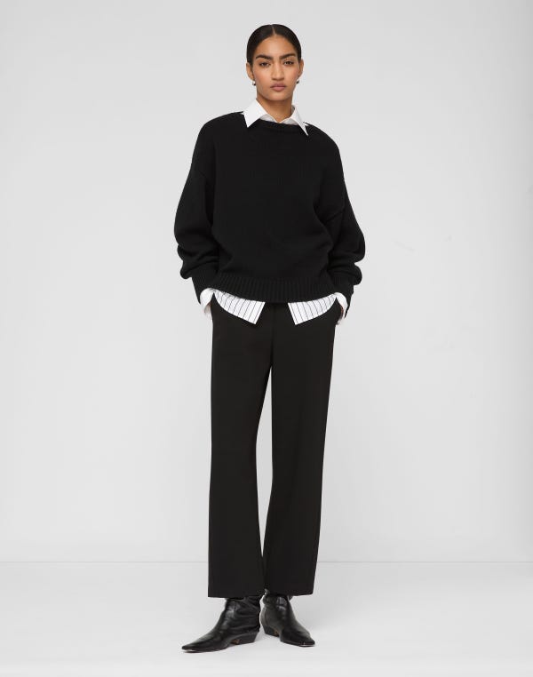 Lafayette148 Merino Wool-Cashmere Tapered Sweater