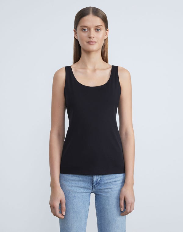 Lafayette148 Mesh Jersey Scoop Neck Tank