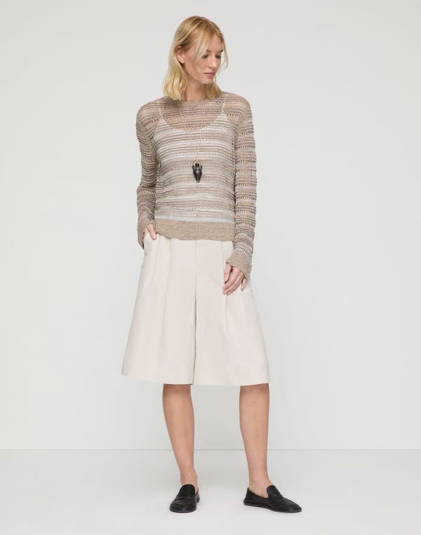 Lafayette148 Metallic Lace Stitch Sweater