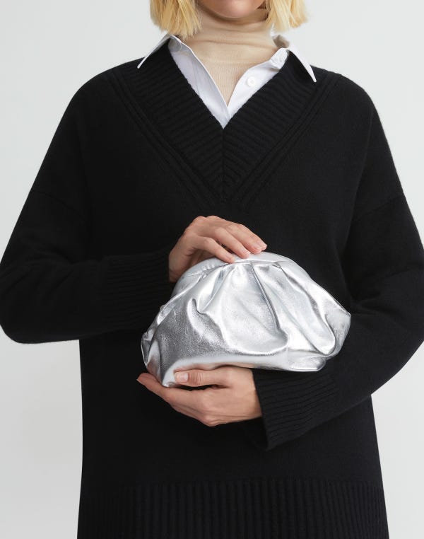 Lafayette148 Metallic Nappa Leather Pochette