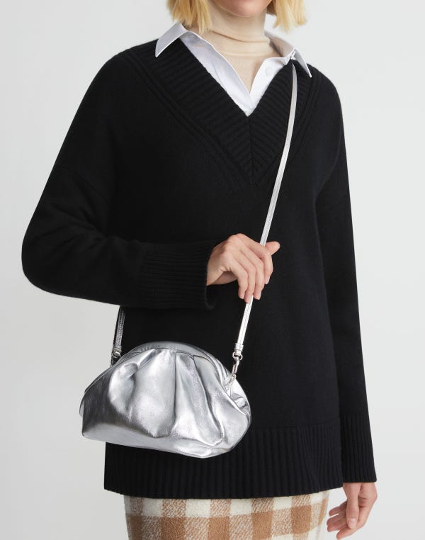 Lafayette148 Metallic Nappa Leather Pochette