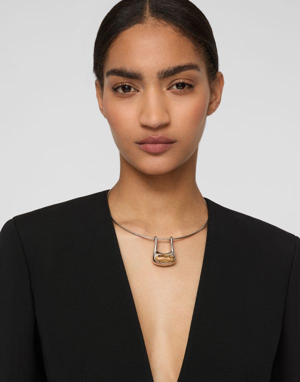 Lafayette148 Modernist Jasper Pendant Choker