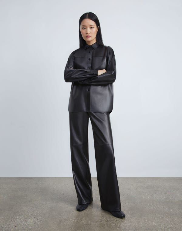 Lafayette148 Nappa Lambskin Leather Sullivan Pant