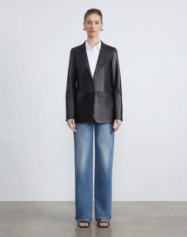 Lafayette148 Nappa Leather Blazer