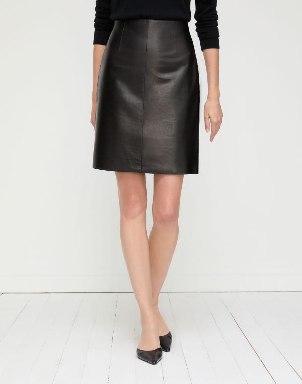 Lafayette148 Nappa Leather High Waisted Mini Skirt