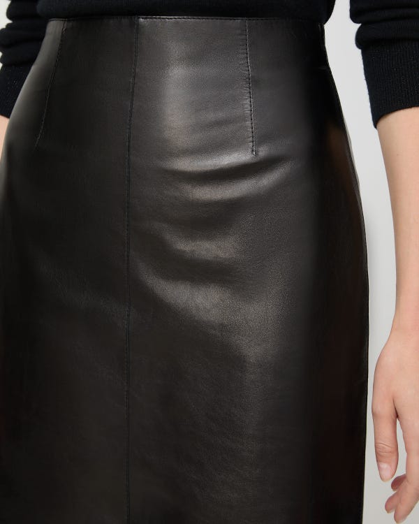 Lafayette148 Nappa Leather High Waisted Mini Skirt