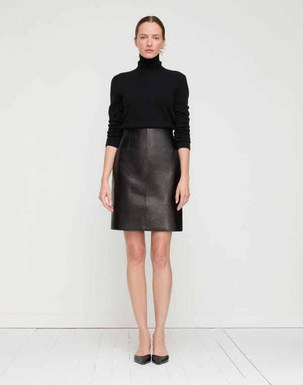 Lafayette148 Nappa Leather High Waisted Mini Skirt