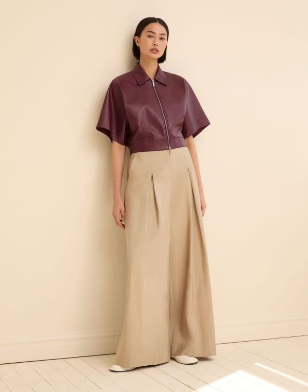 Lafayette148 Nappa Leather Kimono Sleeve Jacket