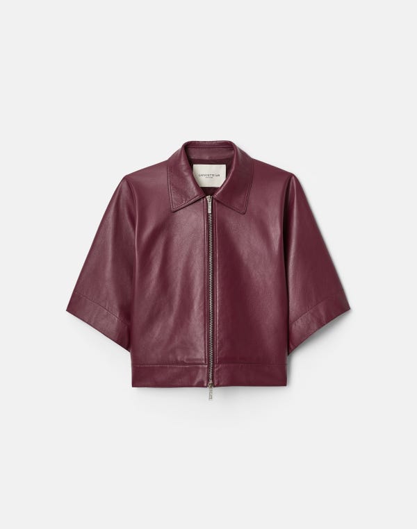 lafayette148 Nappa Leather Kimono Sleeve Jacket