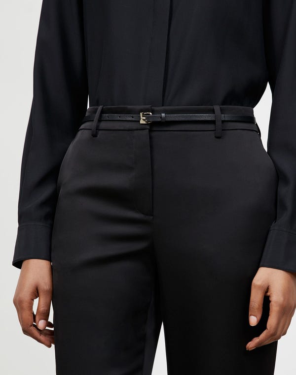 Lafayette148 Nappa Leather L Beam Skinny Belt