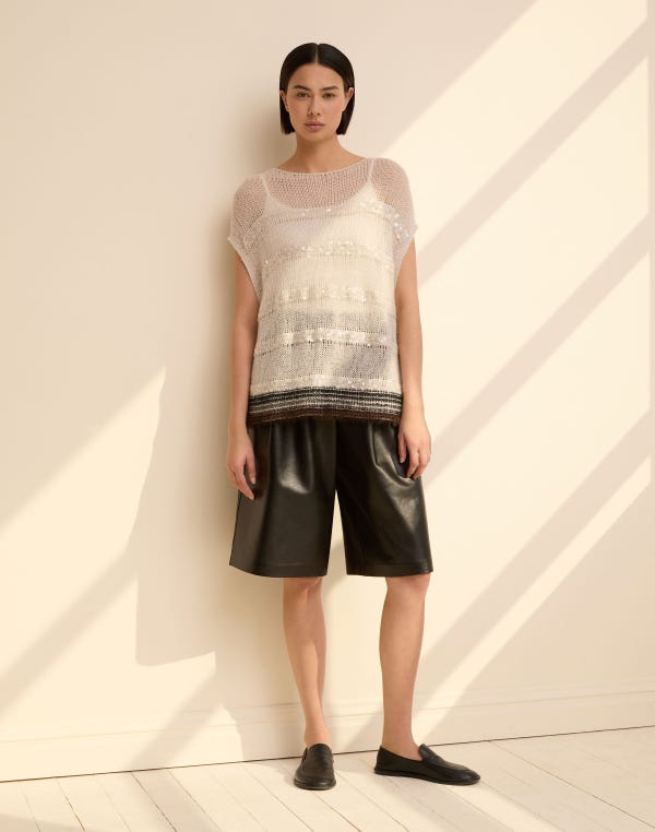 Lafayette148 Nappa Leather Sutton Wide Leg Short