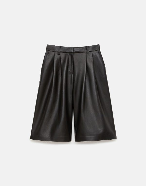 lafayette148 Nappa Leather Sutton Wide Leg Short