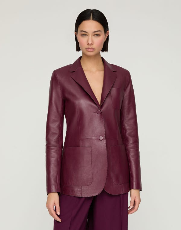 Lafayette148 Nappa Leather Three Pocket Blazer