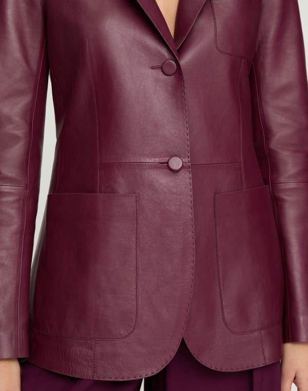 Lafayette148 Nappa Leather Three Pocket Blazer