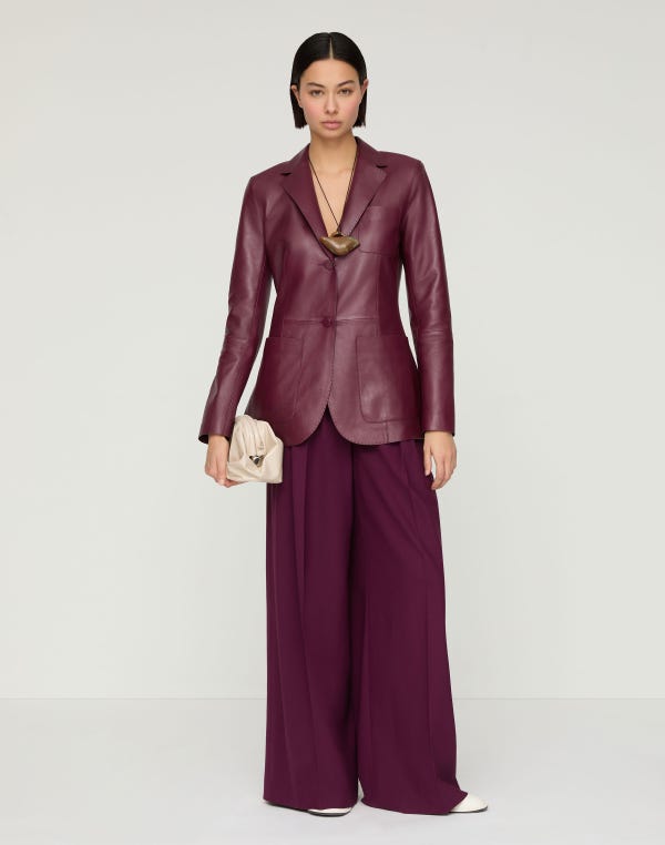 Lafayette148 Nappa Leather Three Pocket Blazer