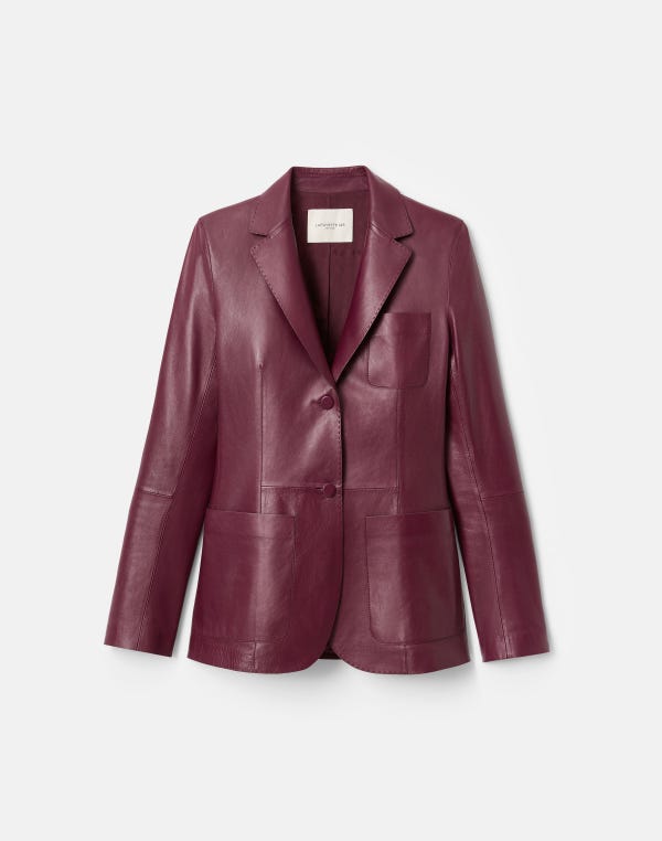 lafayette148 Nappa Leather Three Pocket Blazer