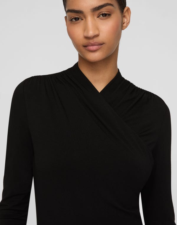 Lafayette148 Nouveau Jersey Wrap Front Top