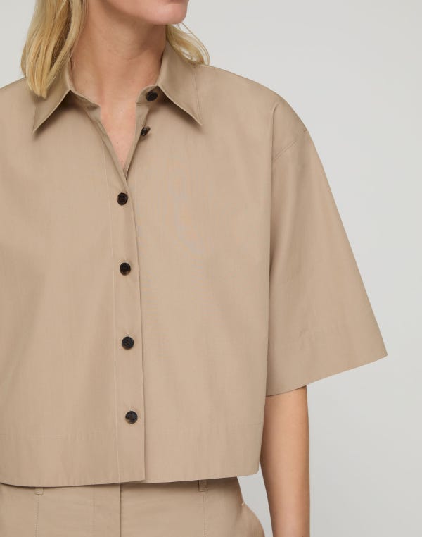 Lafayette148 Organic Cotton Poplin Cropped Shirt