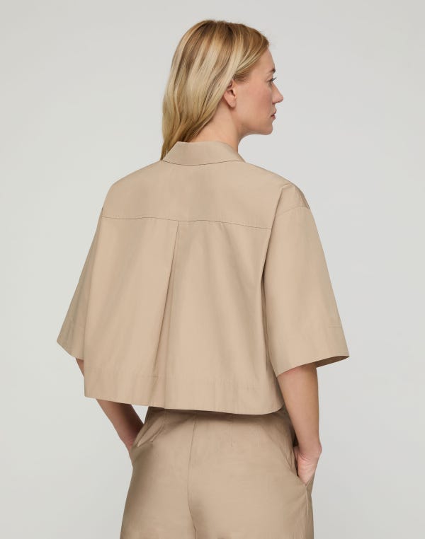 Lafayette148 Organic Cotton Poplin Cropped Shirt