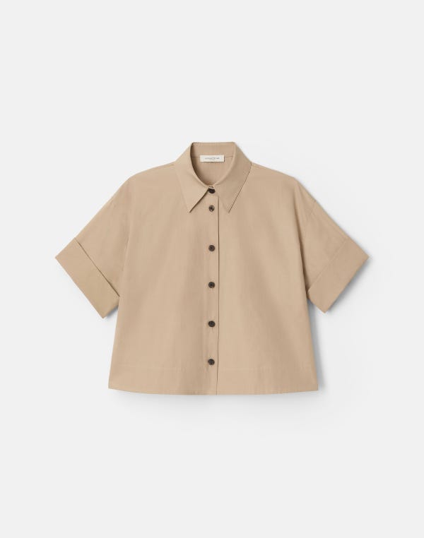 lafayette148 Organic Cotton Poplin Cropped Shirt