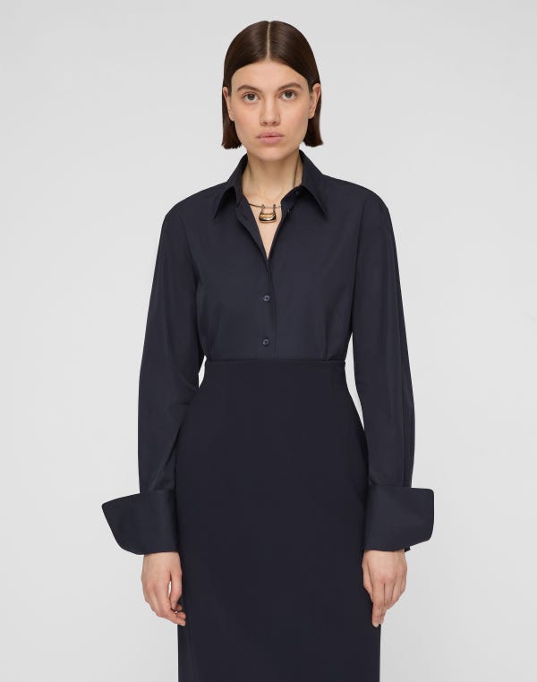 Lafayette148 Organic Cotton Poplin Fitted Shirt