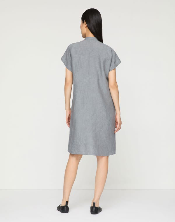 Lafayette148 Organic Linen Pintuck Bib Dress