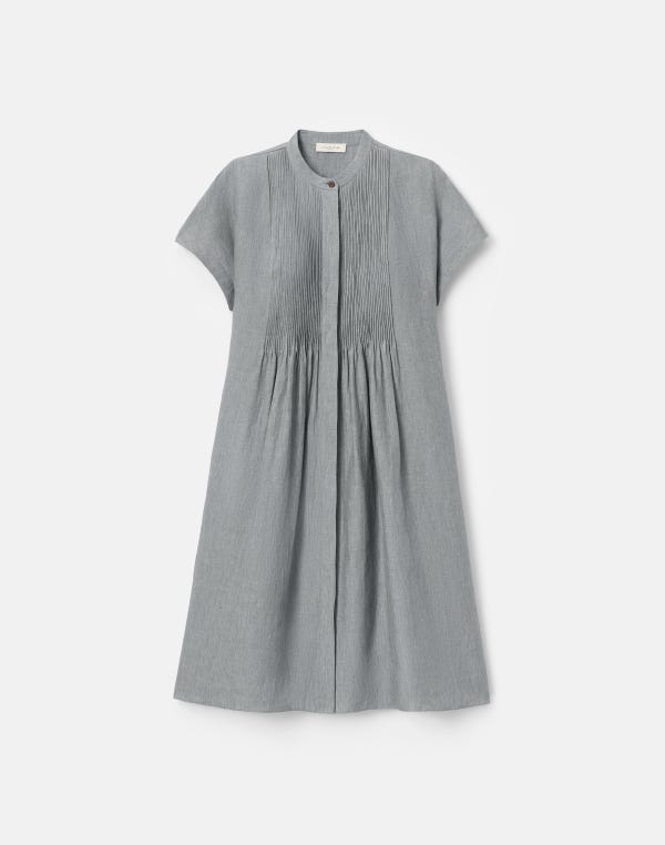 lafayette148 Organic Linen Pintuck Bib Dress