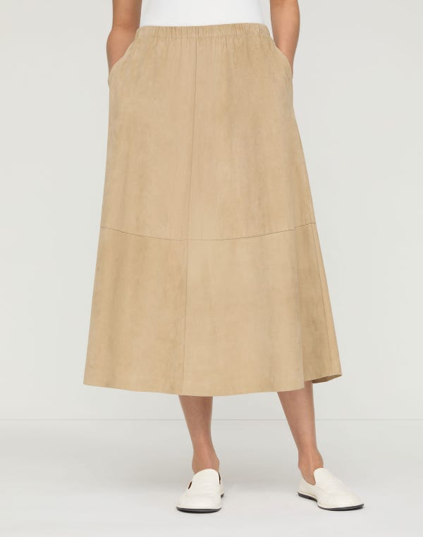Lafayette148 Paperfine Suede Midi Skirt