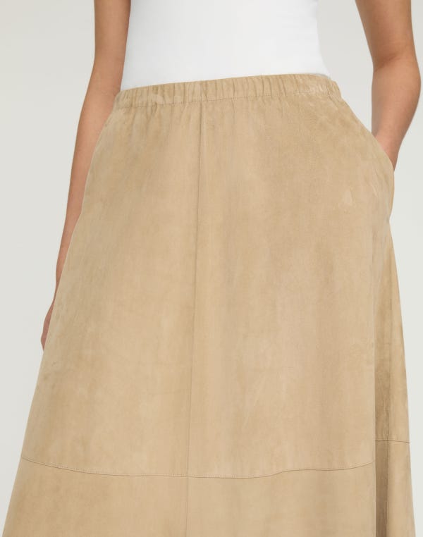 Lafayette148 Paperfine Suede Midi Skirt
