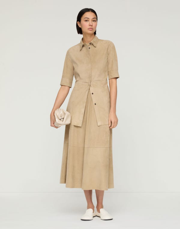 Lafayette148 Paperfine Suede Midi Skirt