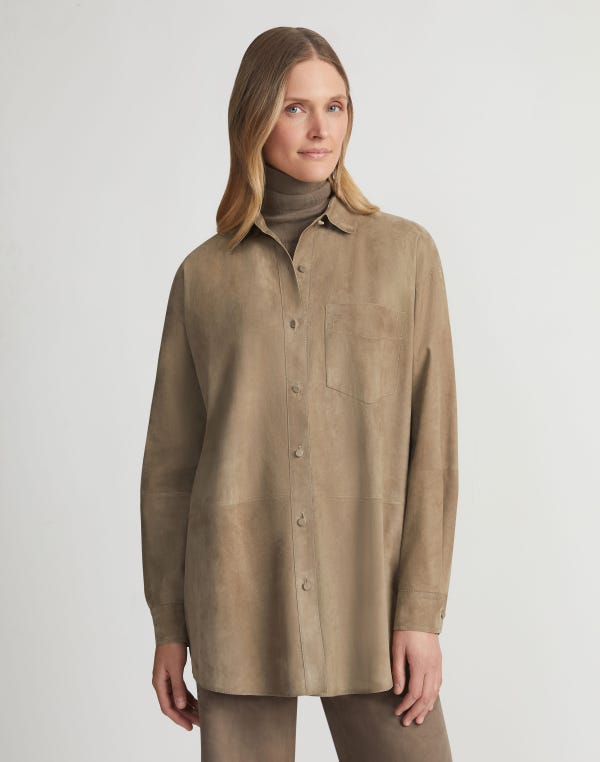 Lafayette148 Paperfine Suede Oversized Shirt