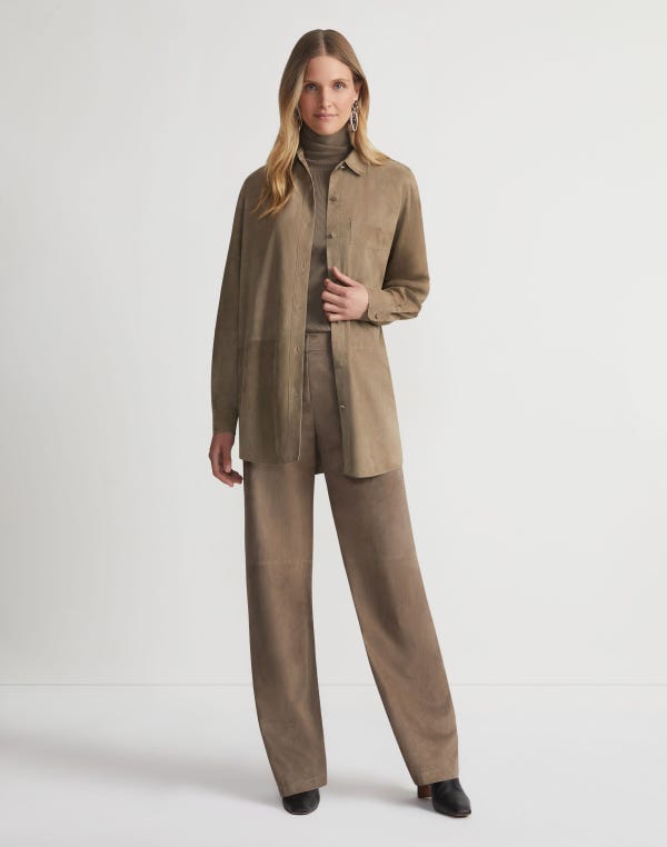 Lafayette148 Paperfine Suede Oversized Shirt