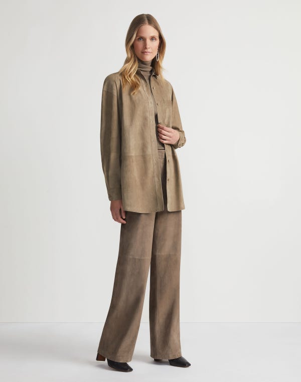 Lafayette148 Paperfine Suede Sullivan Pant