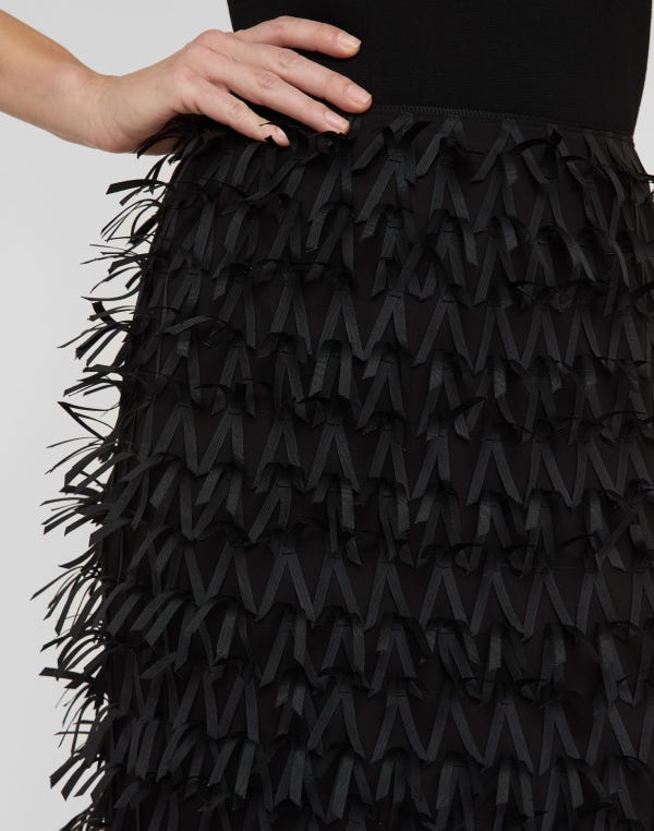 Lafayette148 Ribbon Fringe Straight Midi Skirt