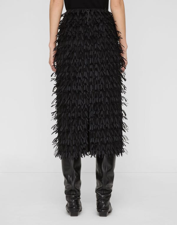 Lafayette148 Ribbon Fringe Straight Midi Skirt