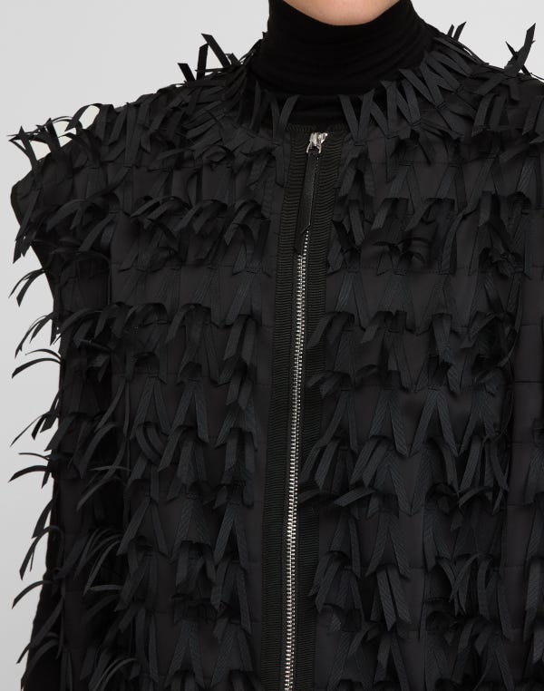 Lafayette148 Ribbon Fringe Zip Front Vest