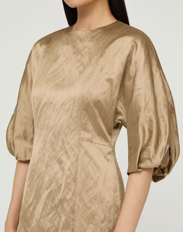 Lafayette148 Satin Balloon Sleeve Midi Dress