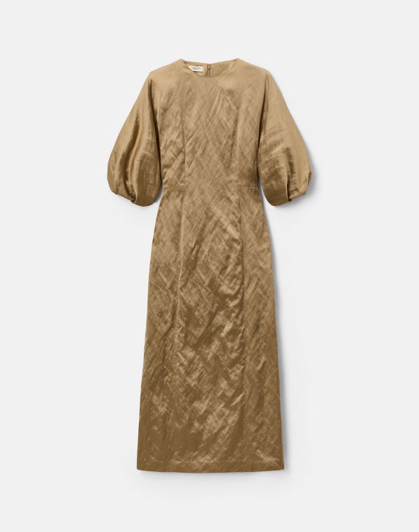 lafayette148 Satin Balloon Sleeve Midi Dress