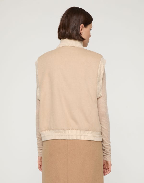 Lafayette148 Shearling & Camel Hair Quilted Vest