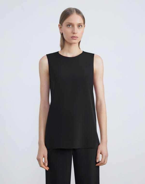Lafayette148 Silk Crepe De Chine Sleeveless Blouse