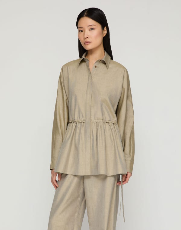 Lafayette148 Silk Gathered Waist Blouse