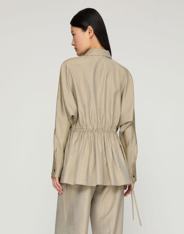 Lafayette148 Silk Gathered Waist Blouse