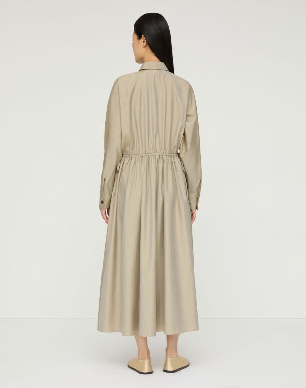 Lafayette148 Silk Gathered Waist Midi Shirtdress