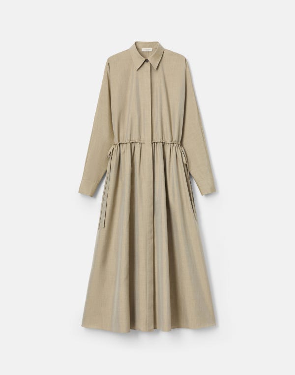 lafayette148 Silk Gathered Waist Midi Shirtdress