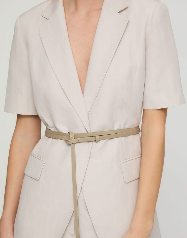 Lafayette148 Silk-Linen Short Sleeve Belted Blazer