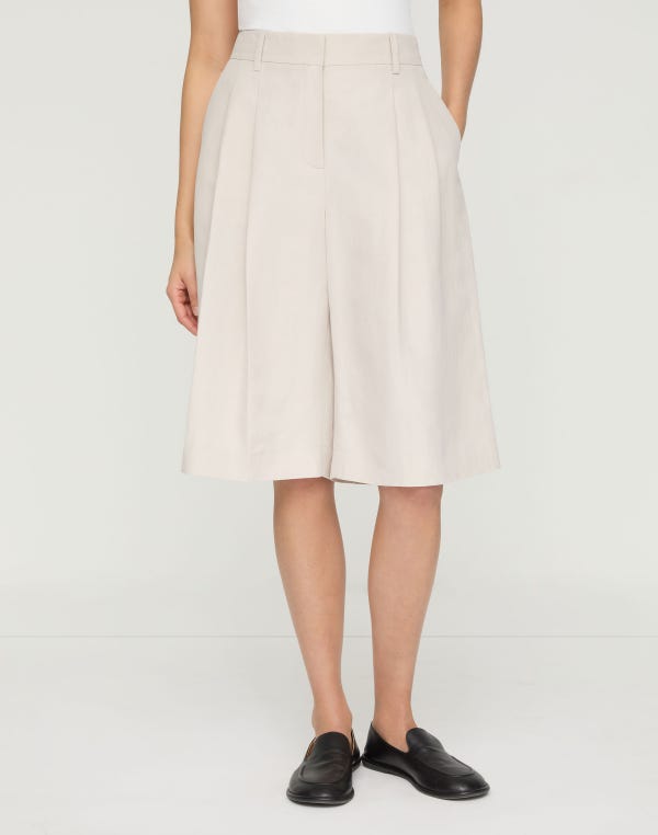 Lafayette148 Silk-Linen Sutton Wide Leg Short