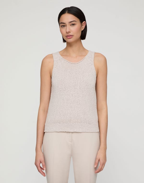 Lafayette148 Slub Cotton Scoop Neck Knit Tank