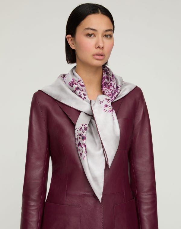 Lafayette148 Spotted Glaze Print Silk Twill Scarf