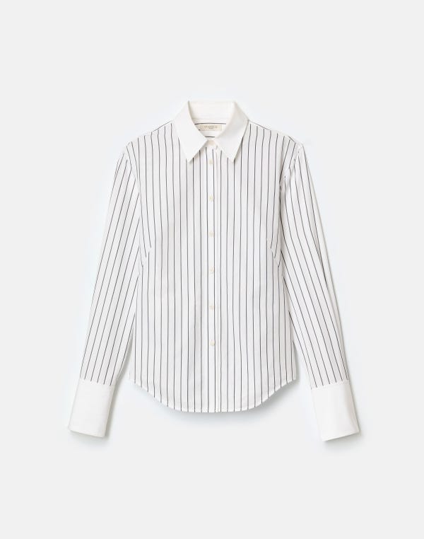 lafayette148 Striped Cotton Poplin Fitted Shirt