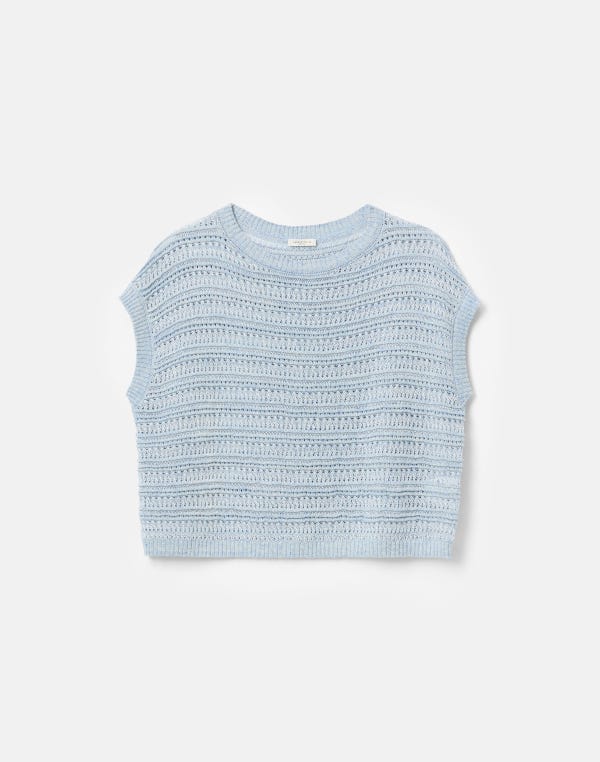 lafayette148 Striped Lace Stitch Shell